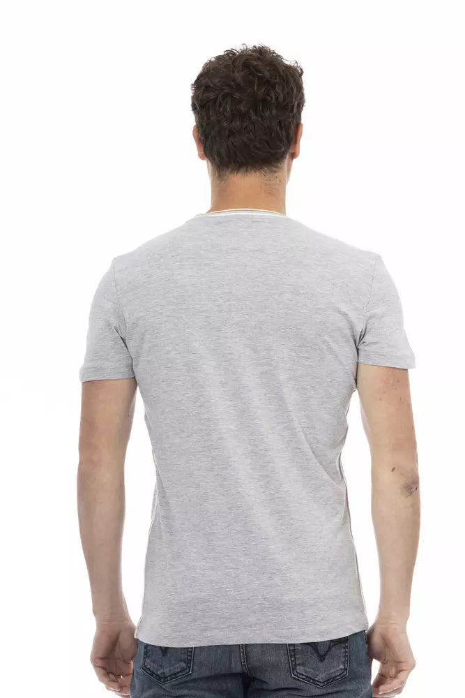 Gray Cotton Men T-Shirt Trussardi Action