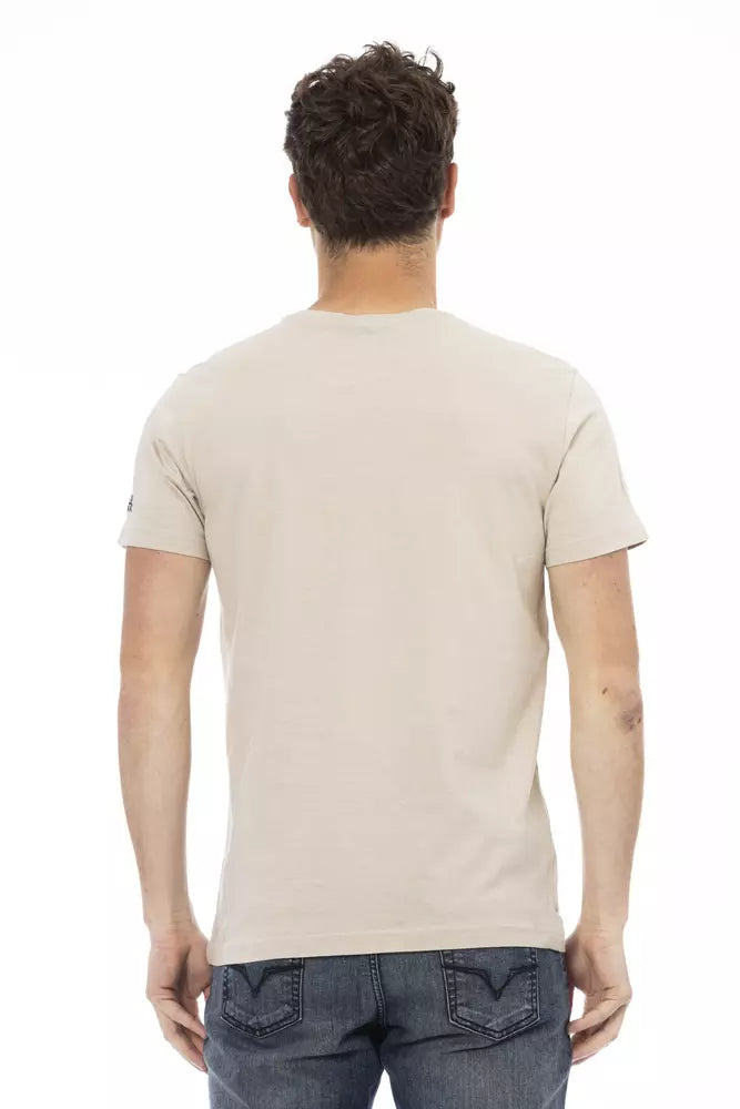 Beige Cotton Men T-Shirt Trussardi Action