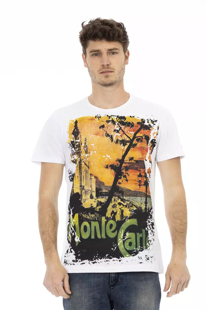 White Cotton Men T-Shirt Trussardi Action