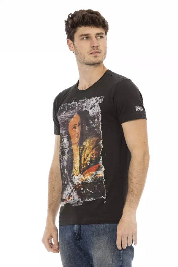 Black Cotton Men T-Shirt Trussardi Action