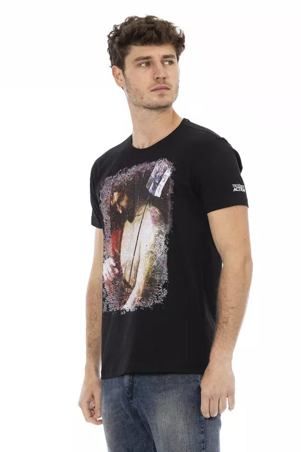Black Cotton Men T-Shirt Trussardi Action