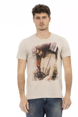 Beige Cotton Men T-Shirt Trussardi Action