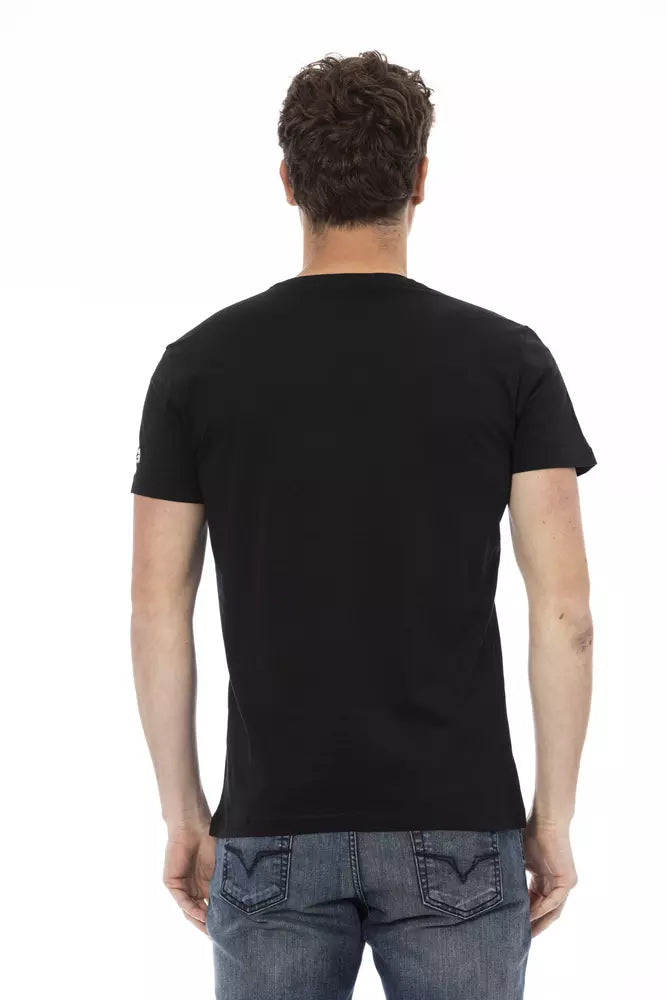 Black Cotton Men T-Shirt Trussardi Action