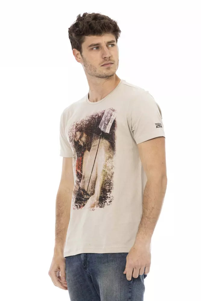 Beige Cotton Men T-Shirt Trussardi Action