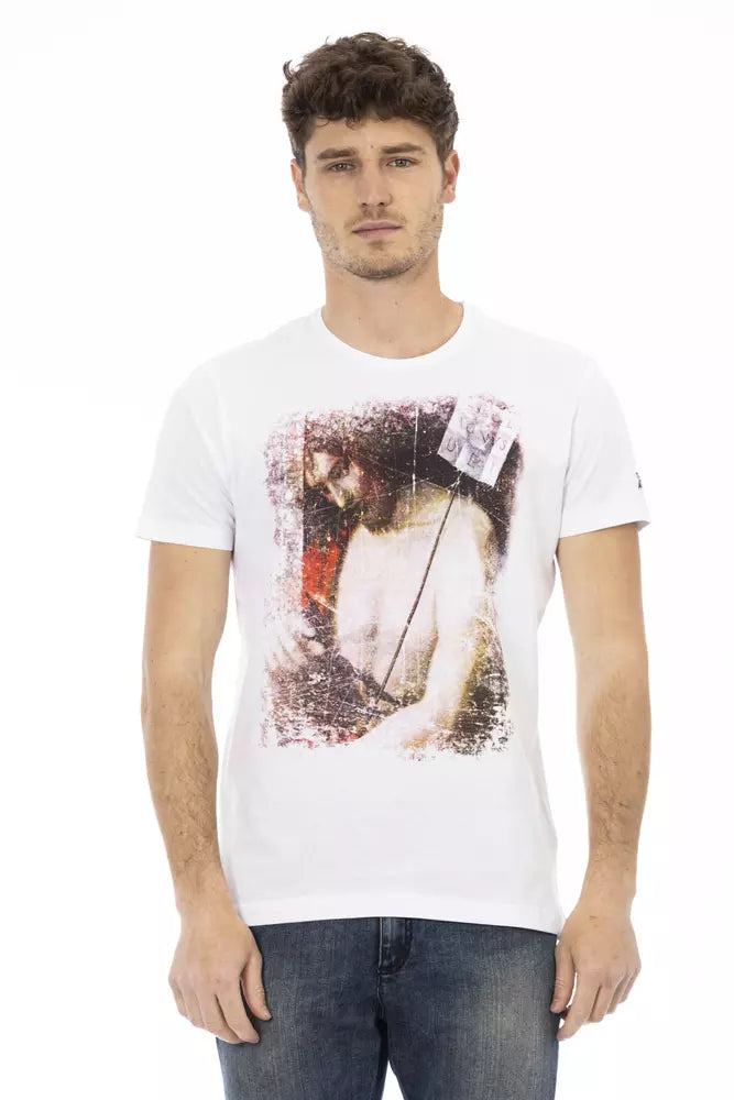 White Cotton Men T-Shirt Trussardi Action