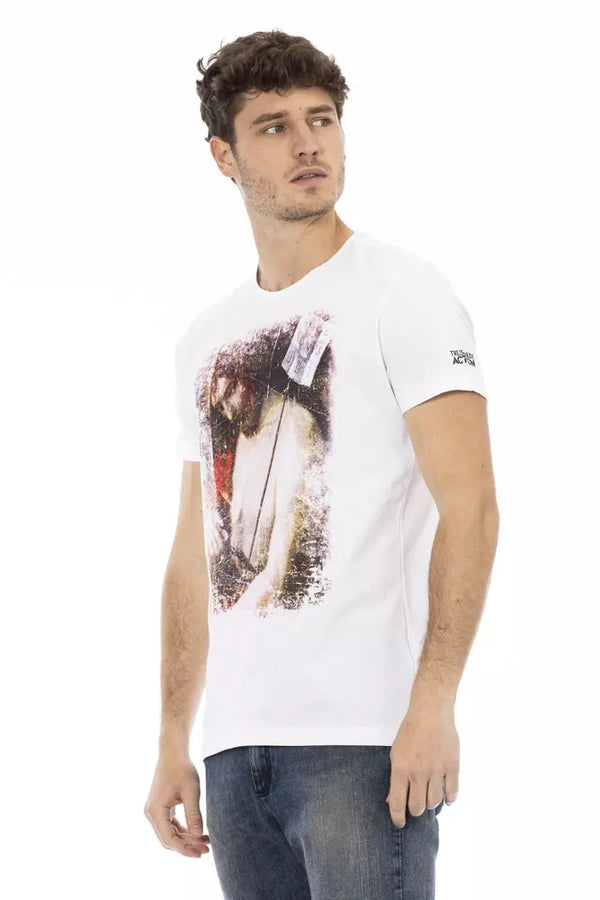 White Cotton Men T-Shirt Trussardi Action