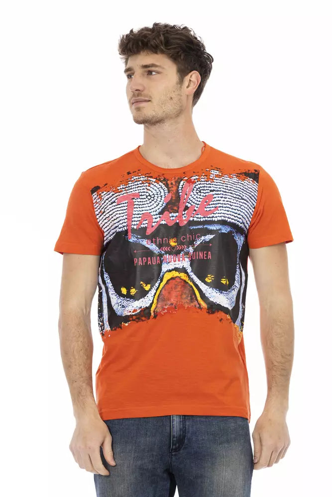 "Orange Cotton Men T-Shirt" Trussardi Action