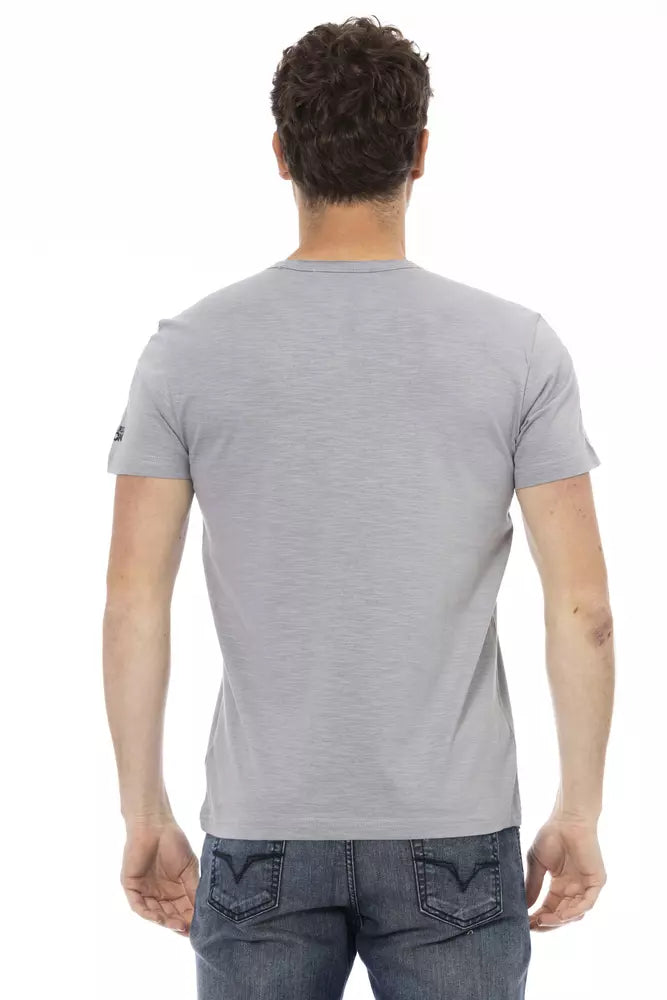 Gray Cotton Men T-Shirt Trussardi Action