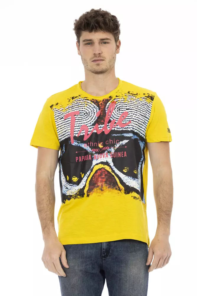 Yellow Cotton Men TShirt Trussardi Action