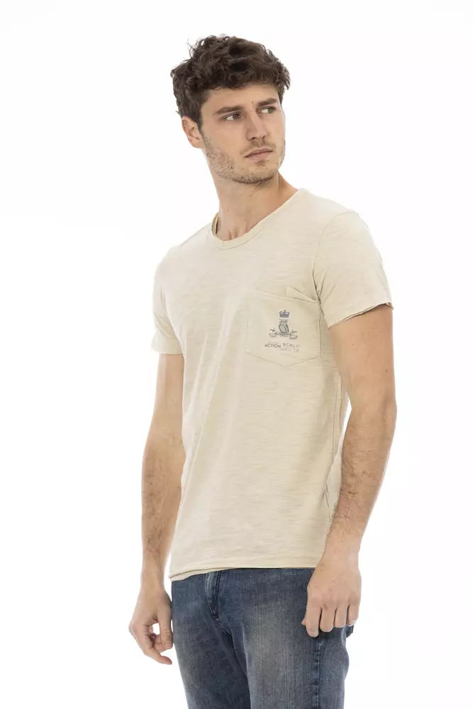 Beige Cotton Men T-Shirt Trussardi Action