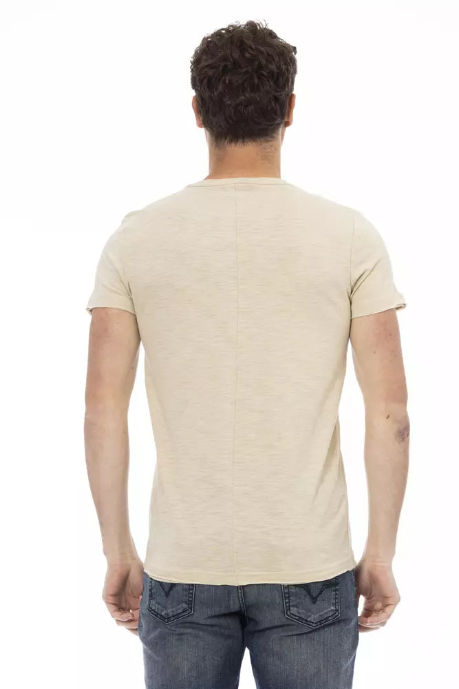 Beige Cotton Men T-Shirt Trussardi Action