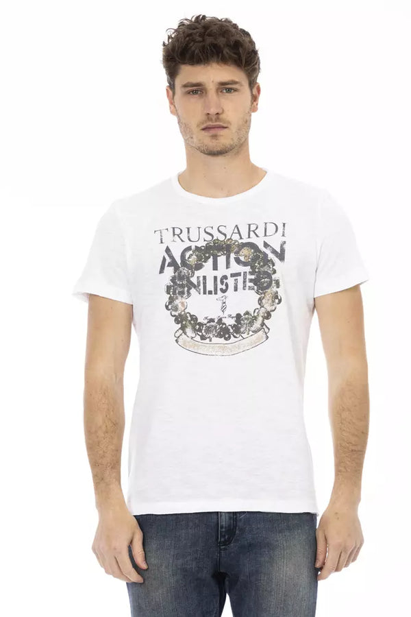 White Cotton Men T-Shirt Trussardi Action