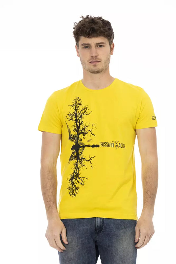 Yellow Cotton Men T-Shirt Trussardi Action