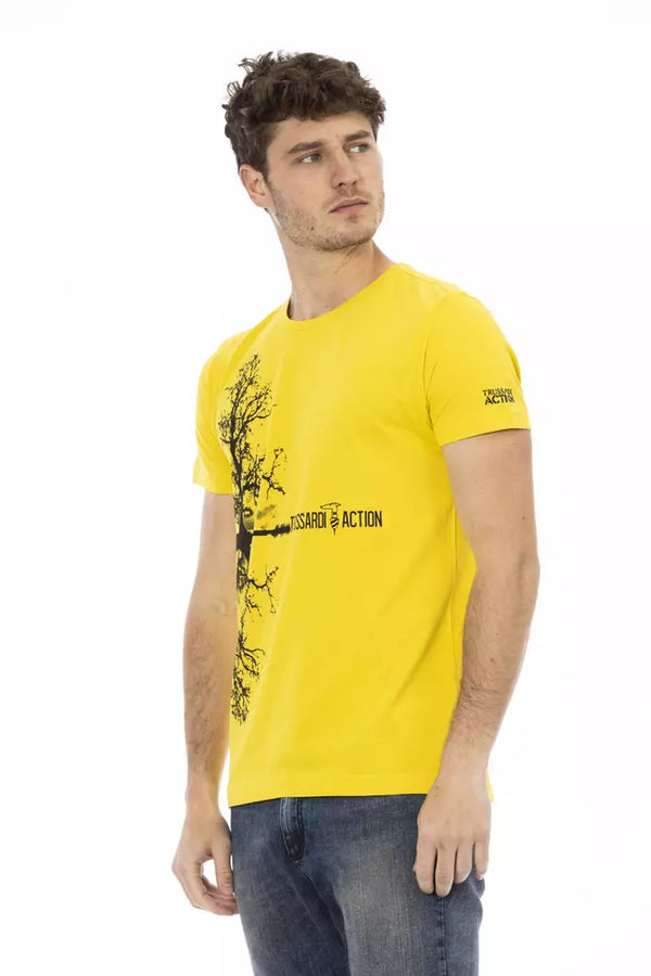 Yellow Cotton Men T-Shirt Trussardi Action