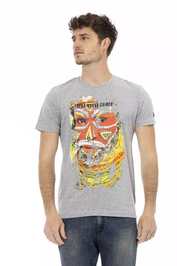 Gray Cotton Men T-Shirt Trussardi Action