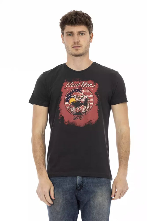 Black Cotton Men T-Shirt Trussardi Action