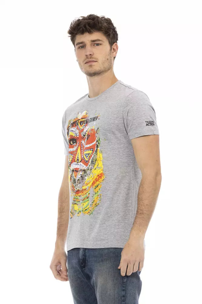 Gray Cotton Men T-Shirt Trussardi Action