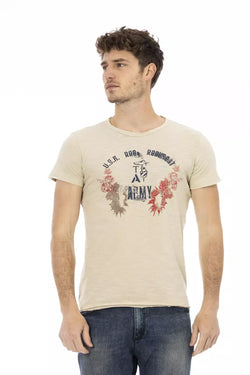 Beige Cotton Men T-Shirt Trussardi Action