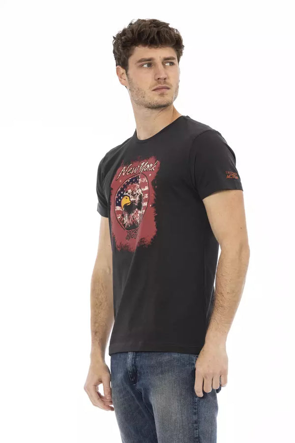 Black Cotton Men T-Shirt Trussardi Action