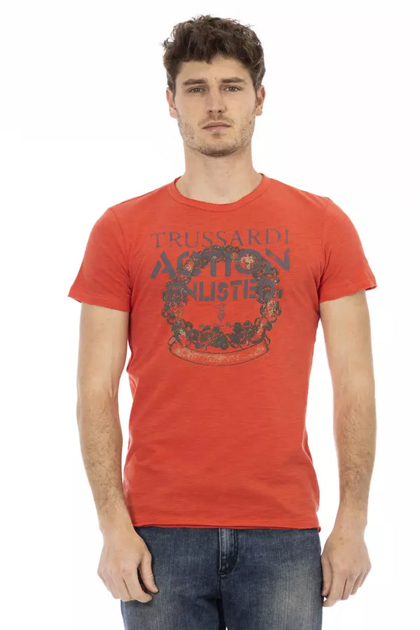 Red Cotton Men TShirt Trussardi Action