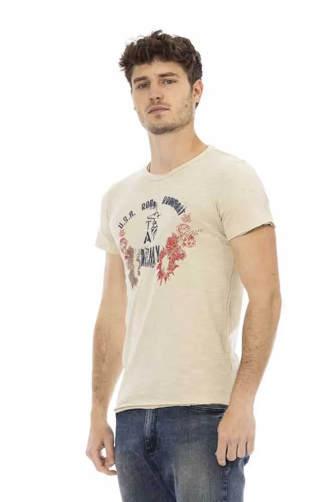 Beige Cotton Men T-Shirt Trussardi Action