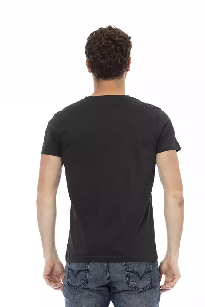 Black Cotton Men T-Shirt Trussardi Action
