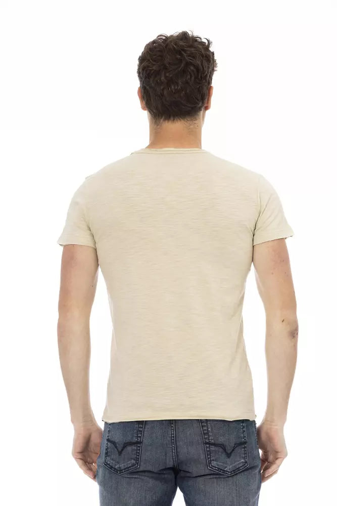 Beige Cotton Men T-Shirt Trussardi Action