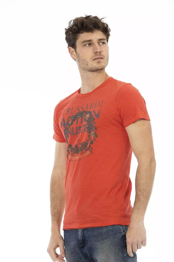 Red Cotton Men TShirt Trussardi Action
