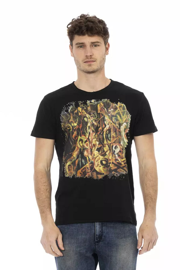 Black Cotton Men T-Shirt Trussardi Action
