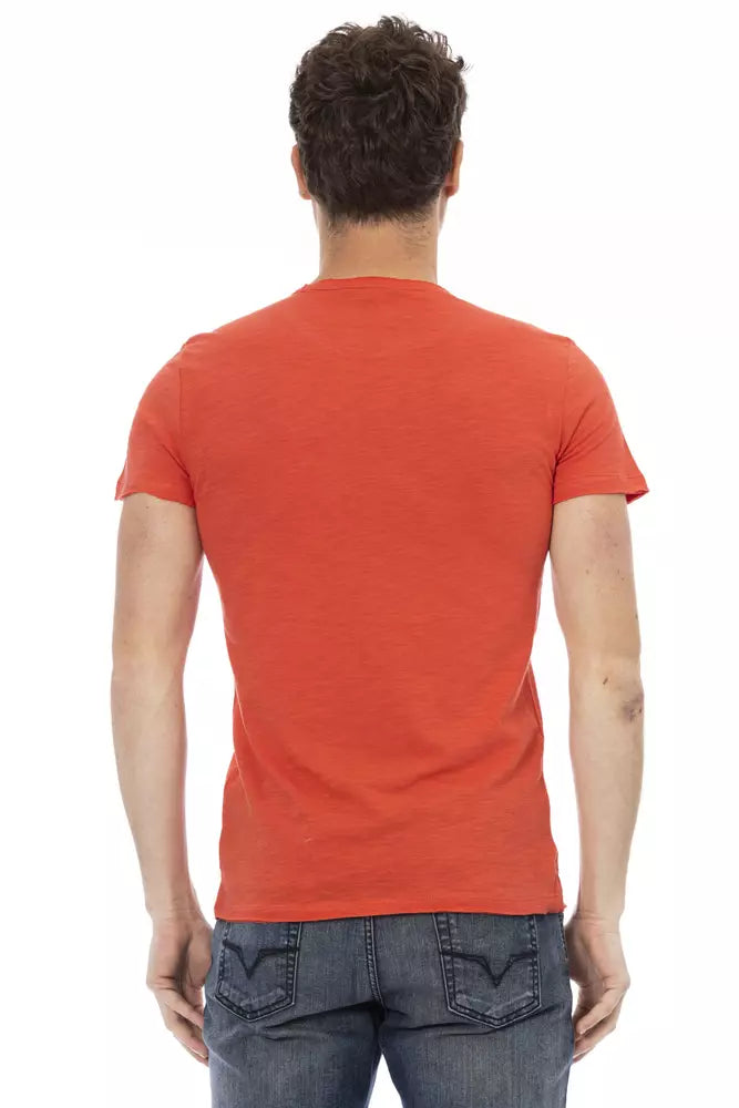 Red Cotton Men TShirt Trussardi Action