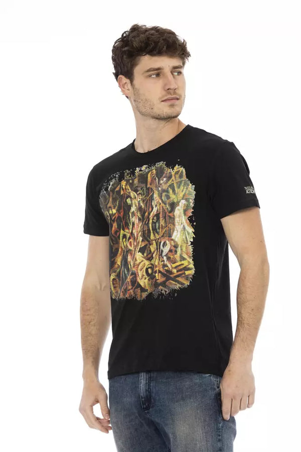 Black Cotton Men T-Shirt Trussardi Action