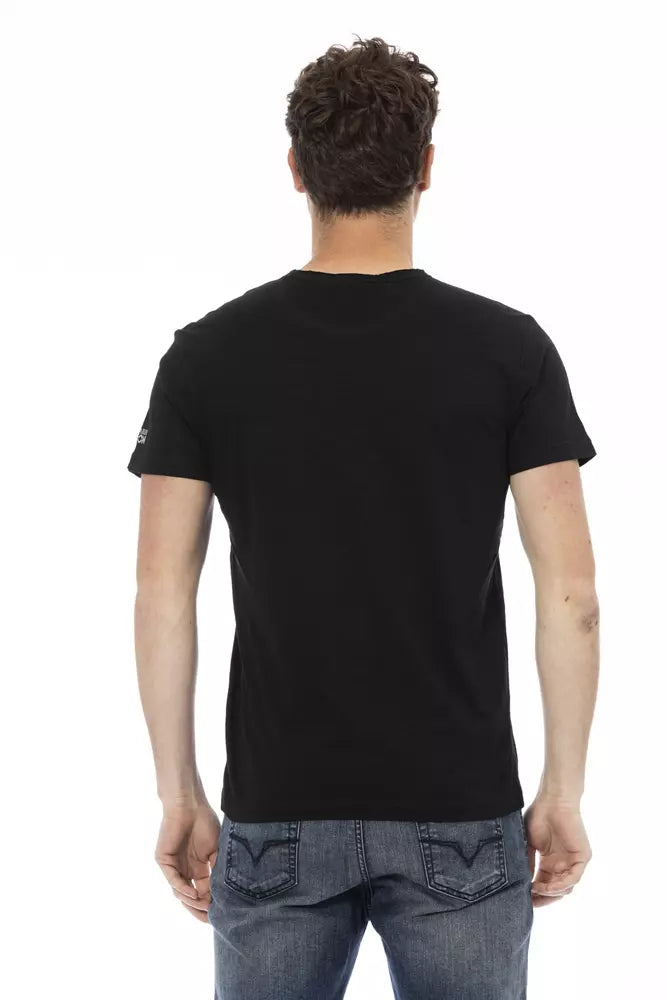 Black Cotton Men T-Shirt Trussardi Action