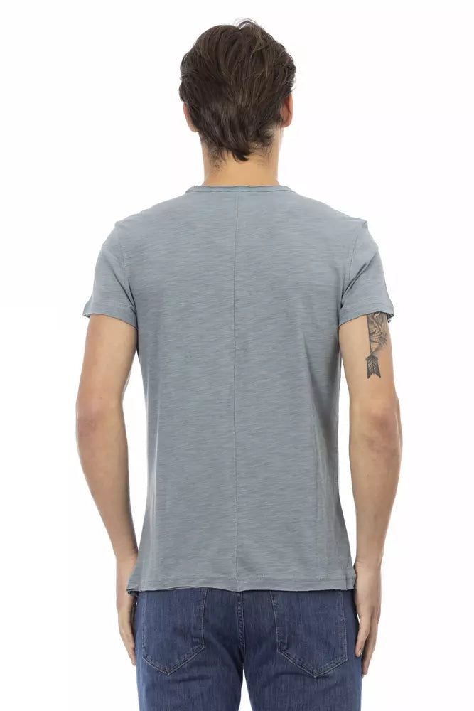 Gray Cotton Men T-Shirt Trussardi Action
