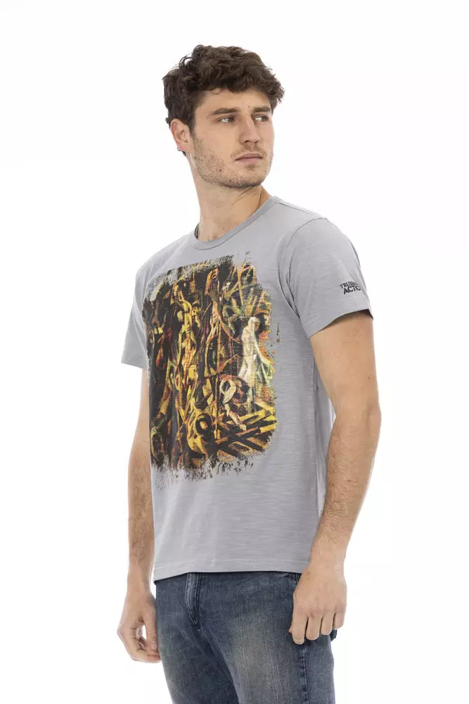 Gray Cotton Men T-Shirt Trussardi Action