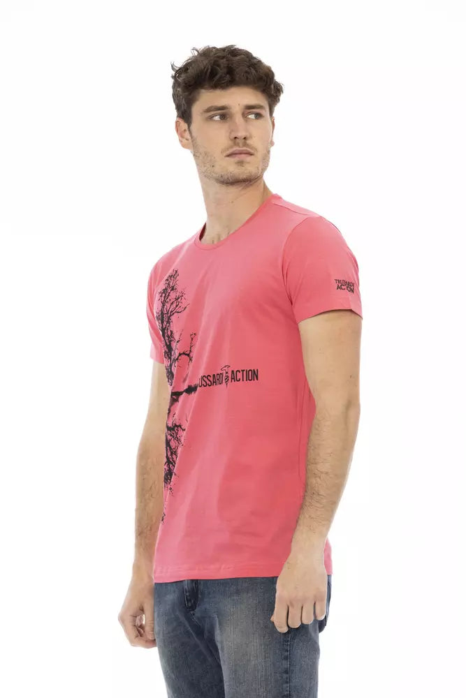 Pink Cotton Men T-Shirt Trussardi Action