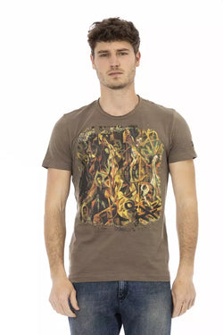 Brown Cotton Men T-Shirt Trussardi Action