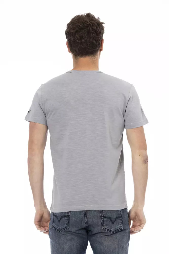 Gray Cotton Men T-Shirt Trussardi Action