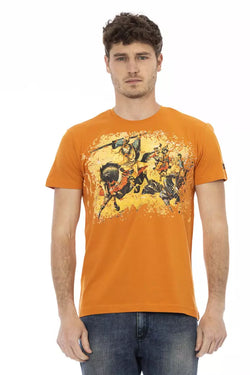 Orange Cotton Mens TShirt Trussardi Action