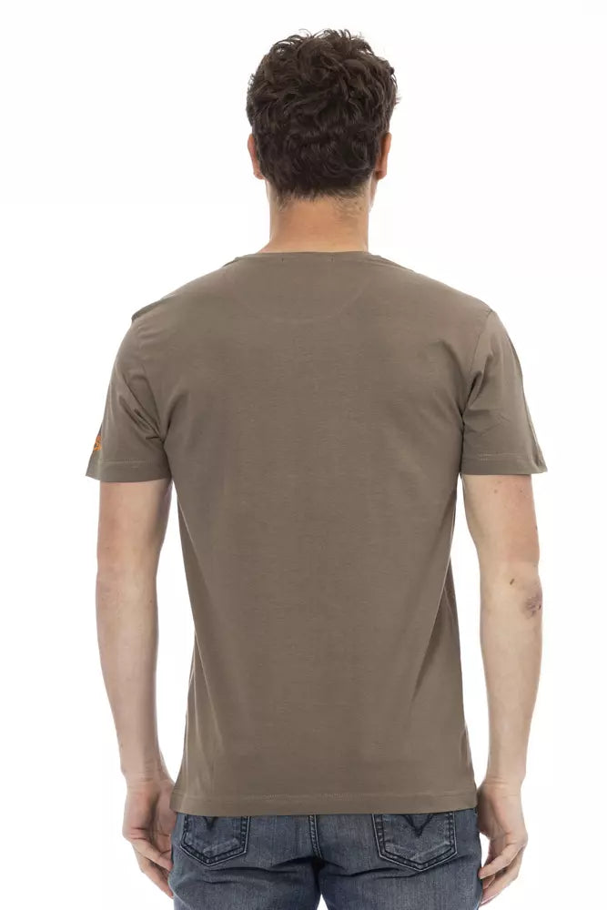 Brown Cotton Men T-Shirt Trussardi Action