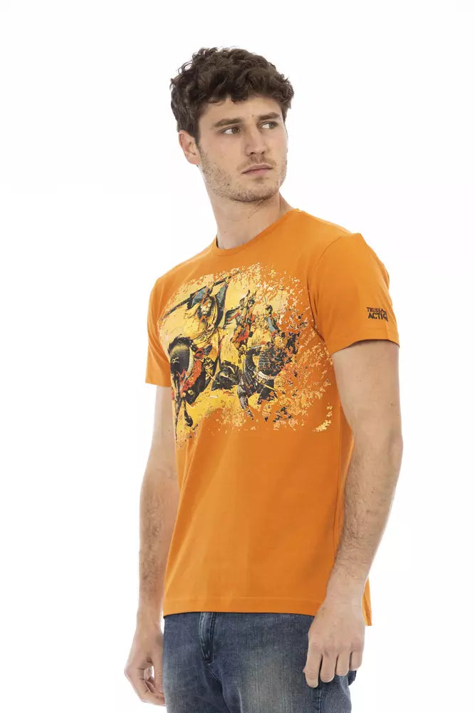 Orange Cotton Mens TShirt Trussardi Action