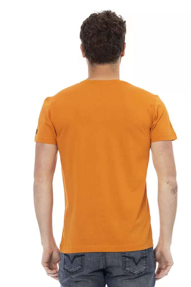 Orange Cotton Mens TShirt Trussardi Action