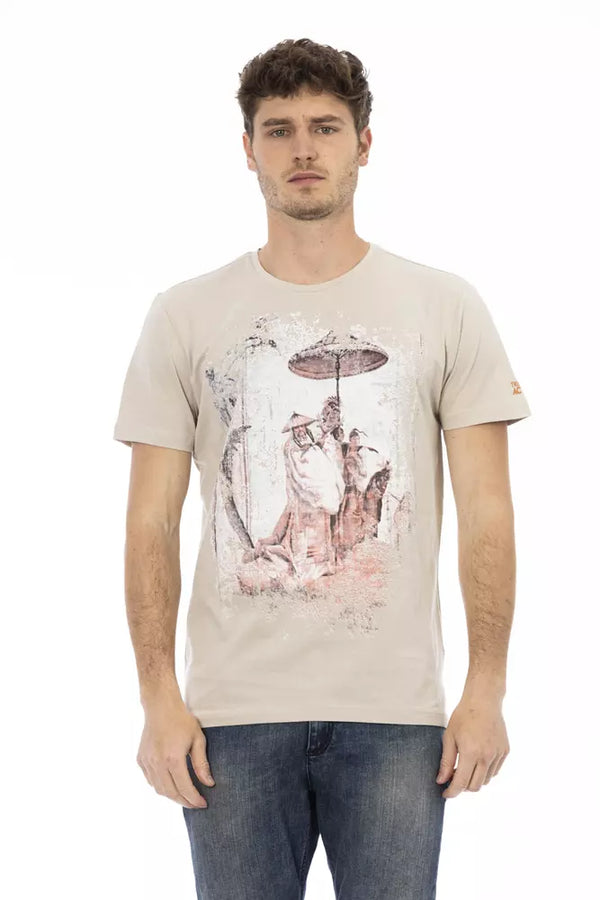 Beige Cotton Men T-Shirt Trussardi Action