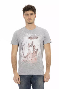 Gray Cotton Men T-Shirt Trussardi Action