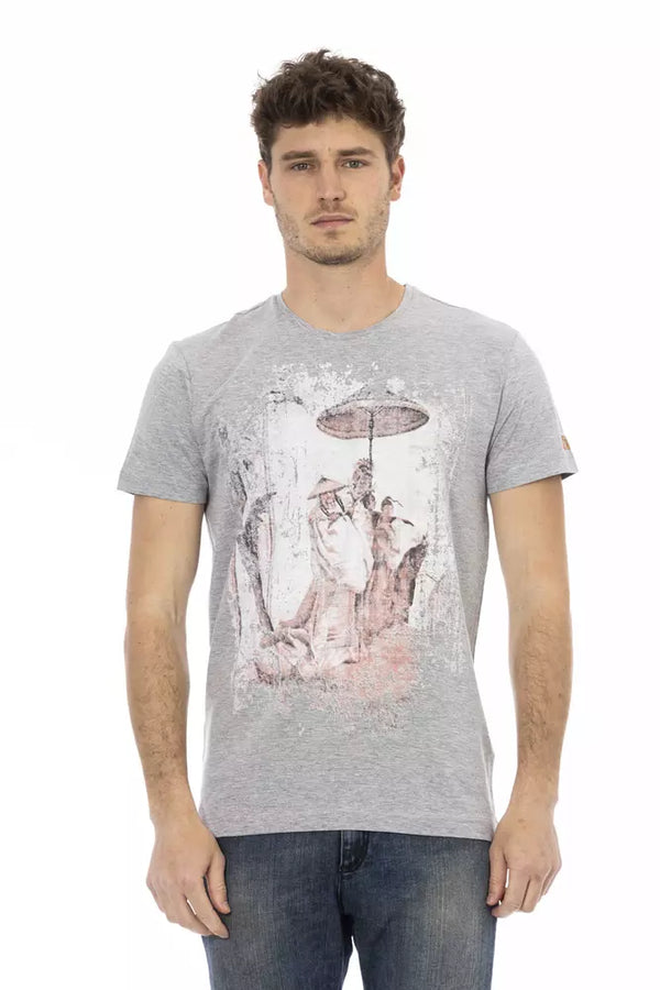 Gray Cotton Men T-Shirt Trussardi Action
