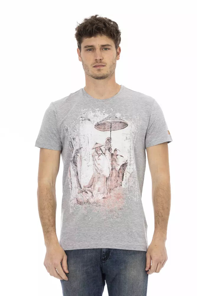 Gray Cotton Men T-Shirt Trussardi Action