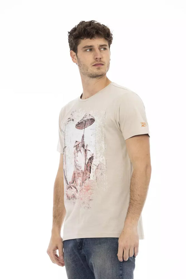 Beige Cotton Men T-Shirt Trussardi Action