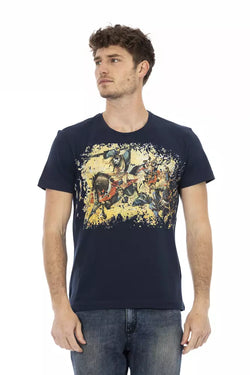 Blue Cotton Men T-Shirt Trussardi Action