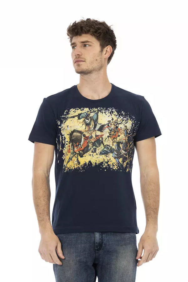 Blue Cotton Men T-Shirt Trussardi Action