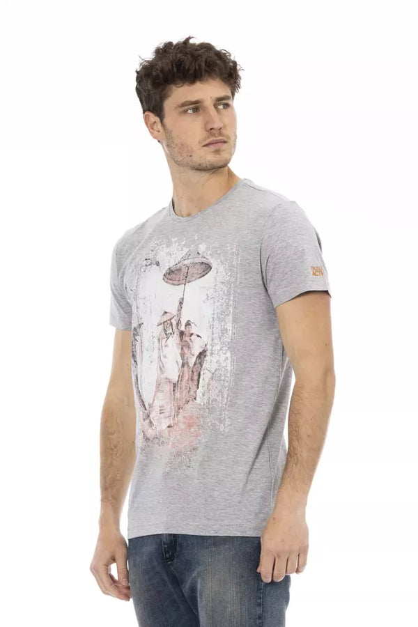 Gray Cotton Men T-Shirt Trussardi Action