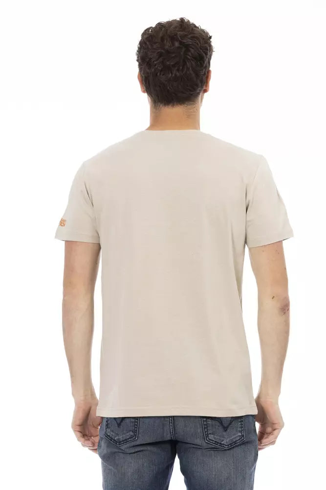 Beige Cotton Men T-Shirt Trussardi Action